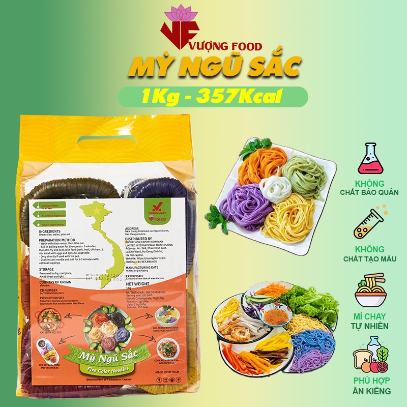 Mỳ Ngũ Sắc Vượng Food đặc sản Bắc Giang - Việt Nam 600g- 1kg